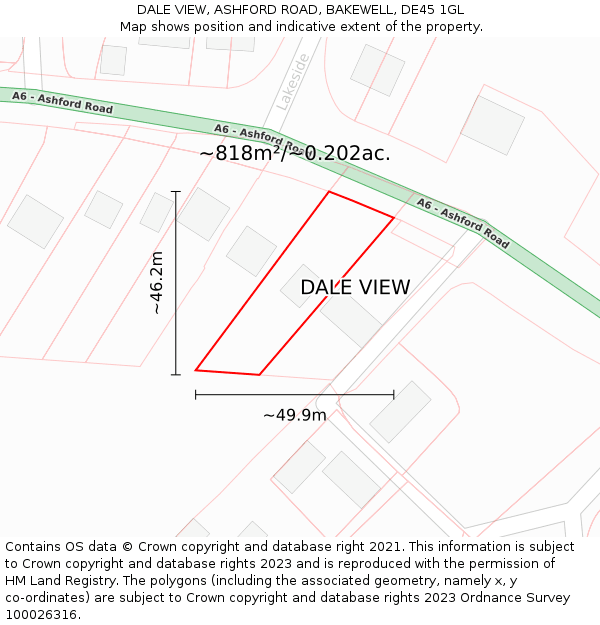 DALE VIEW, ASHFORD ROAD, BAKEWELL, DE45 1GL: Plot and title map