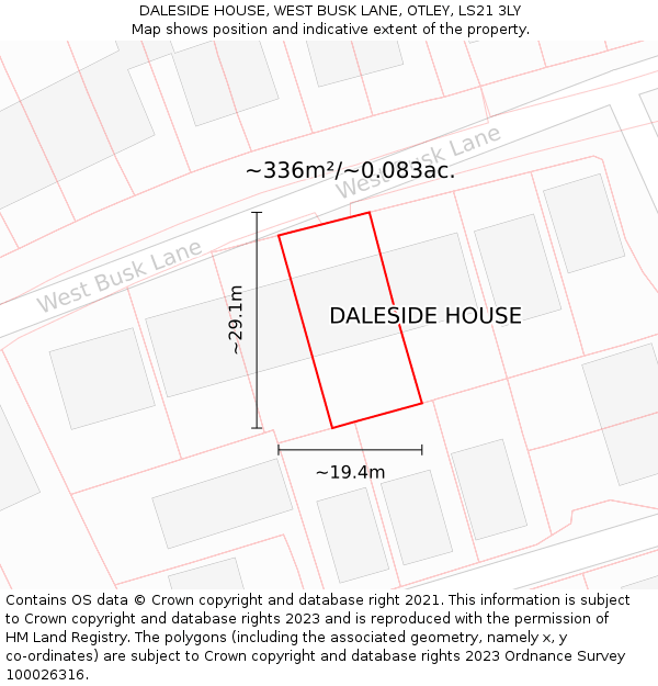 DALESIDE HOUSE, WEST BUSK LANE, OTLEY, LS21 3LY: Plot and title map