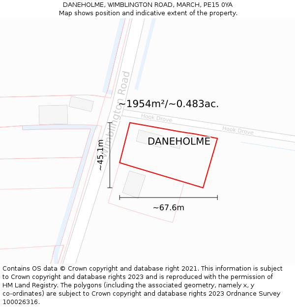 DANEHOLME, WIMBLINGTON ROAD, MARCH, PE15 0YA: Plot and title map