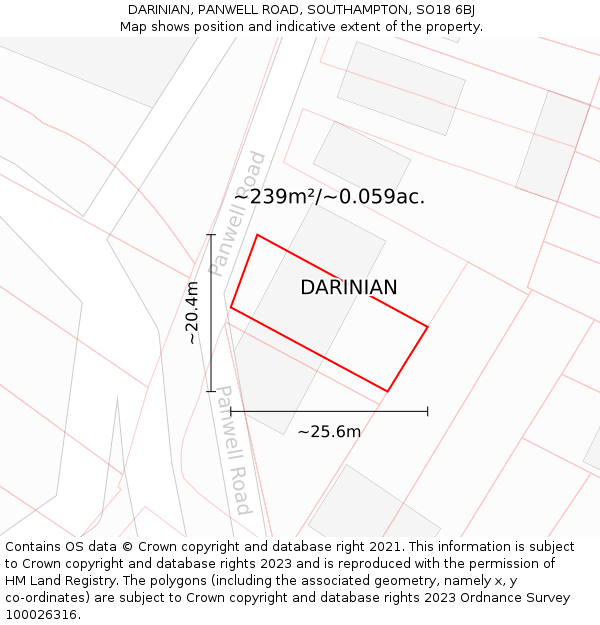 DARINIAN, PANWELL ROAD, SOUTHAMPTON, SO18 6BJ: Plot and title map