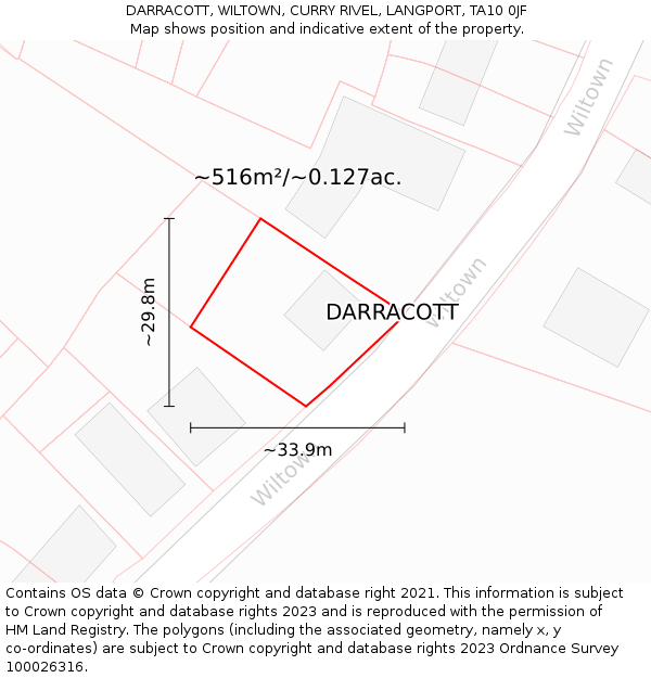 DARRACOTT, WILTOWN, CURRY RIVEL, LANGPORT, TA10 0JF: Plot and title map