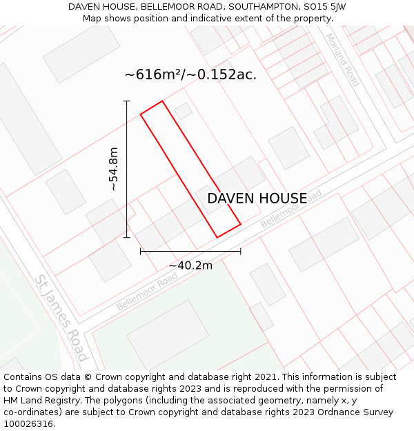 DAVEN HOUSE, BELLEMOOR ROAD, SOUTHAMPTON, SO15 5JW: Plot and title map