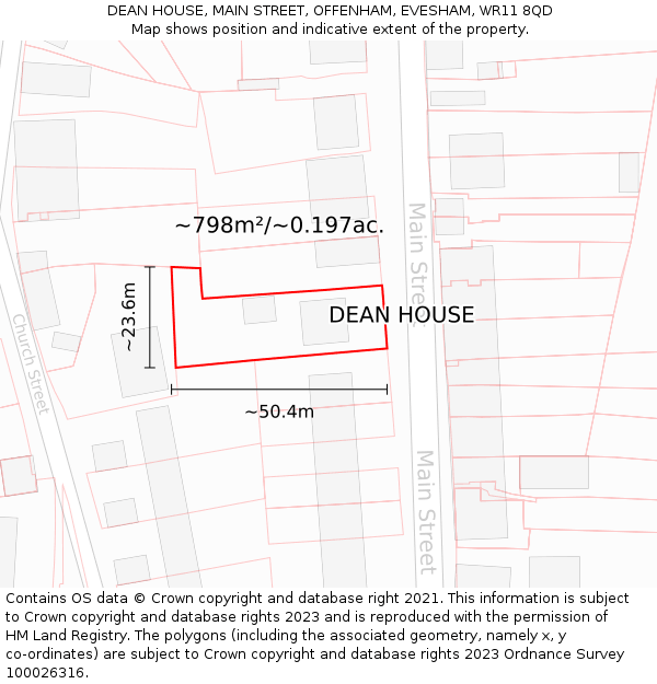 DEAN HOUSE, MAIN STREET, OFFENHAM, EVESHAM, WR11 8QD: Plot and title map