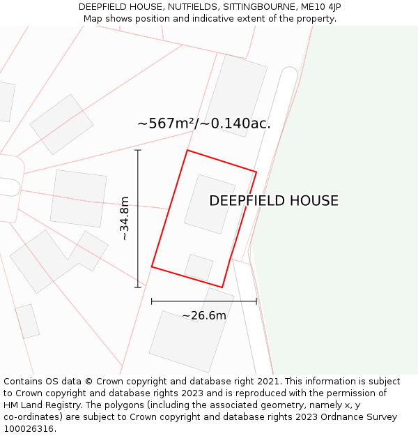 DEEPFIELD HOUSE, NUTFIELDS, SITTINGBOURNE, ME10 4JP: Plot and title map