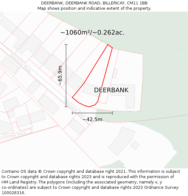 DEERBANK, DEERBANK ROAD, BILLERICAY, CM11 1BB: Plot and title map