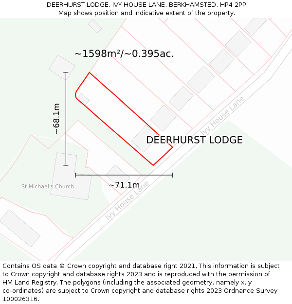 DEERHURST LODGE, IVY HOUSE LANE, BERKHAMSTED, HP4 2PP: Plot and title map