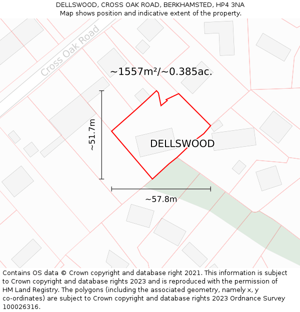 DELLSWOOD, CROSS OAK ROAD, BERKHAMSTED, HP4 3NA: Plot and title map