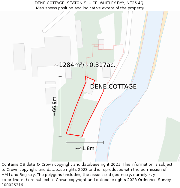 DENE COTTAGE, SEATON SLUICE, WHITLEY BAY, NE26 4QL: Plot and title map