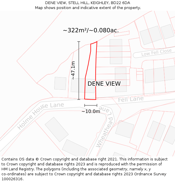 DENE VIEW, STELL HILL, KEIGHLEY, BD22 6DA: Plot and title map