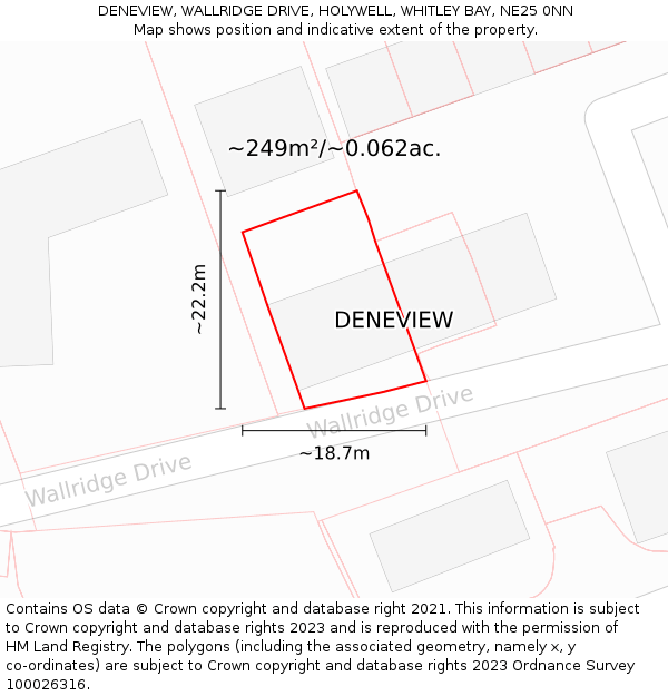 DENEVIEW, WALLRIDGE DRIVE, HOLYWELL, WHITLEY BAY, NE25 0NN: Plot and title map