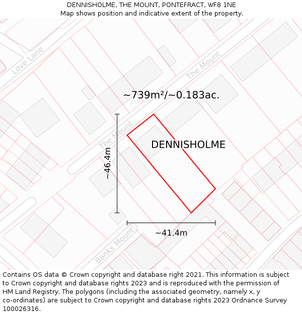 DENNISHOLME, THE MOUNT, PONTEFRACT, WF8 1NE: Plot and title map