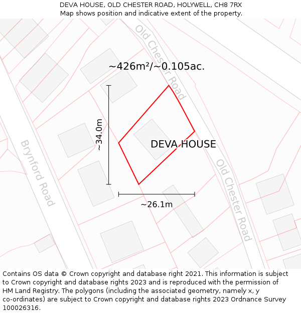 DEVA HOUSE, OLD CHESTER ROAD, HOLYWELL, CH8 7RX: Plot and title map