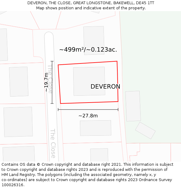 DEVERON, THE CLOSE, GREAT LONGSTONE, BAKEWELL, DE45 1TT: Plot and title map
