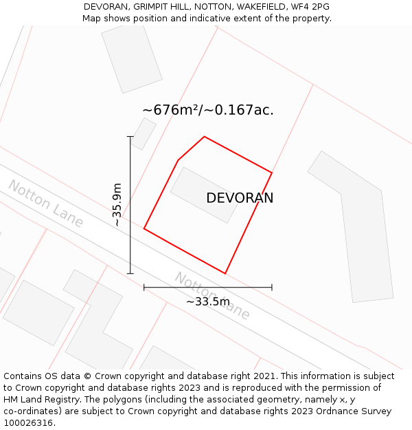 DEVORAN, GRIMPIT HILL, NOTTON, WAKEFIELD, WF4 2PG: Plot and title map