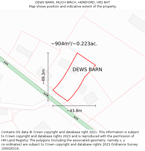 DEWS BARN, MUCH BIRCH, HEREFORD, HR2 8HT: Plot and title map