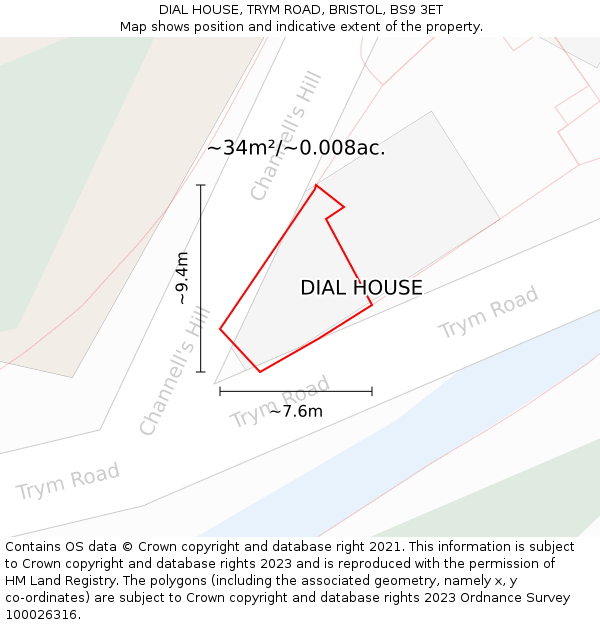 DIAL HOUSE, TRYM ROAD, BRISTOL, BS9 3ET: Plot and title map