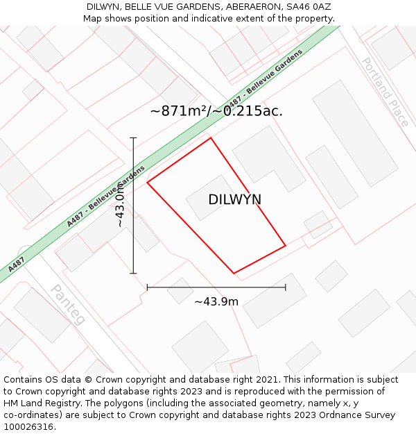 DILWYN, BELLE VUE GARDENS, ABERAERON, SA46 0AZ: Plot and title map