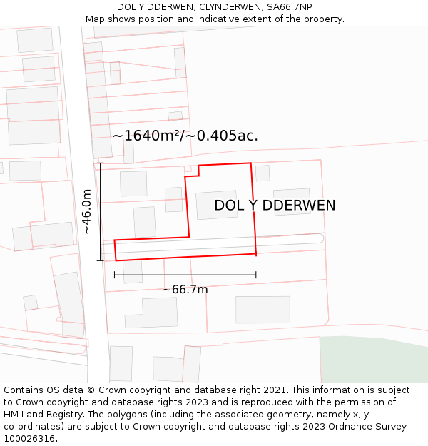 DOL Y DDERWEN, CLYNDERWEN, SA66 7NP: Plot and title map