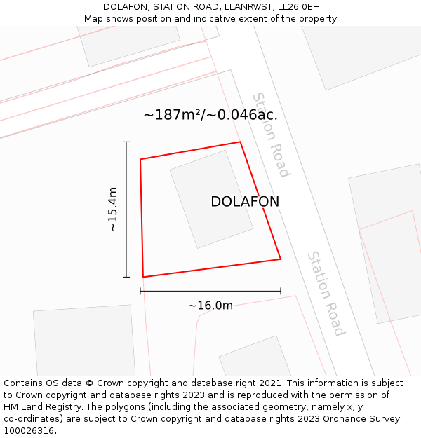 DOLAFON, STATION ROAD, LLANRWST, LL26 0EH: Plot and title map