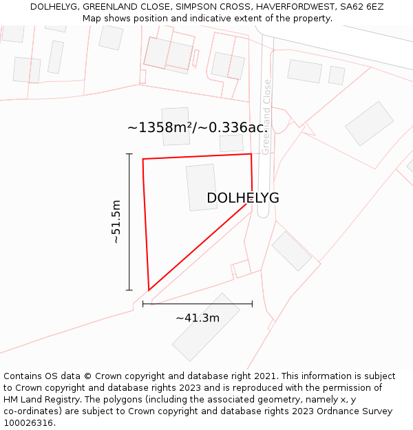 DOLHELYG, GREENLAND CLOSE, SIMPSON CROSS, HAVERFORDWEST, SA62 6EZ: Plot and title map