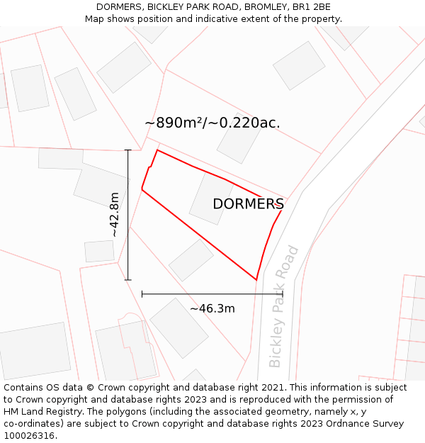 DORMERS, BICKLEY PARK ROAD, BROMLEY, BR1 2BE: Plot and title map