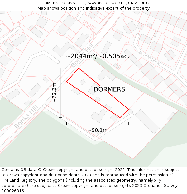 DORMERS, BONKS HILL, SAWBRIDGEWORTH, CM21 9HU: Plot and title map