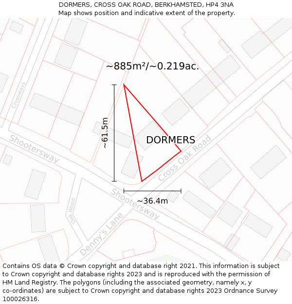 DORMERS, CROSS OAK ROAD, BERKHAMSTED, HP4 3NA: Plot and title map