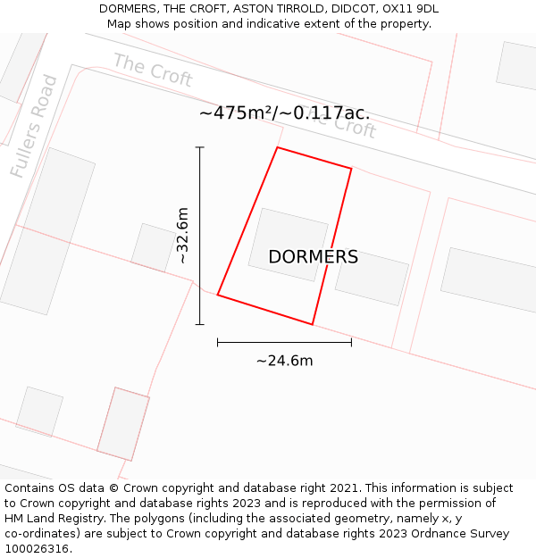 DORMERS, THE CROFT, ASTON TIRROLD, DIDCOT, OX11 9DL: Plot and title map