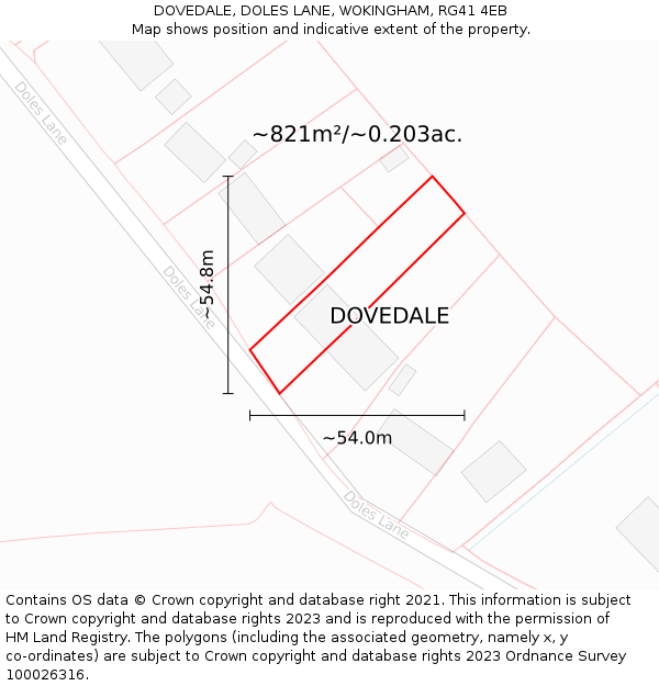 DOVEDALE, DOLES LANE, WOKINGHAM, RG41 4EB: Plot and title map
