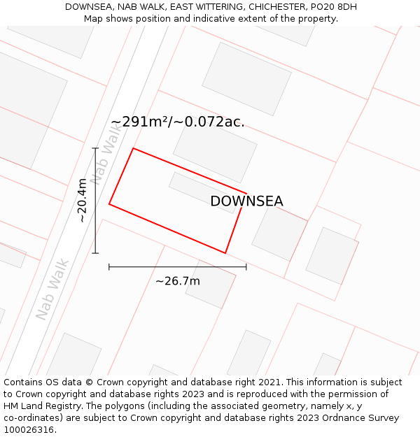 DOWNSEA, NAB WALK, EAST WITTERING, CHICHESTER, PO20 8DH: Plot and title map