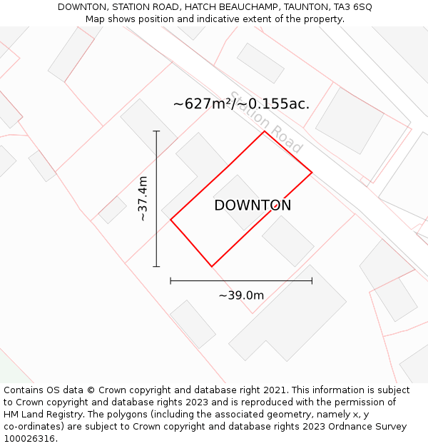 DOWNTON, STATION ROAD, HATCH BEAUCHAMP, TAUNTON, TA3 6SQ: Plot and title map