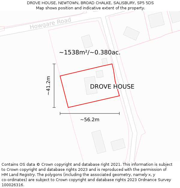 DROVE HOUSE, NEWTOWN, BROAD CHALKE, SALISBURY, SP5 5DS: Plot and title map