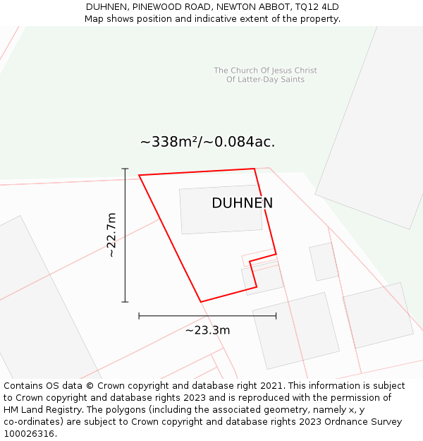 DUHNEN, PINEWOOD ROAD, NEWTON ABBOT, TQ12 4LD: Plot and title map