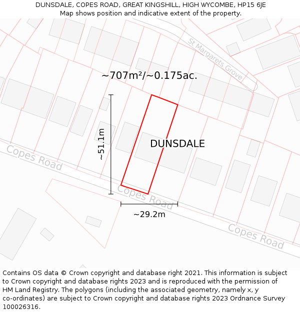 DUNSDALE, COPES ROAD, GREAT KINGSHILL, HIGH WYCOMBE, HP15 6JE: Plot and title map