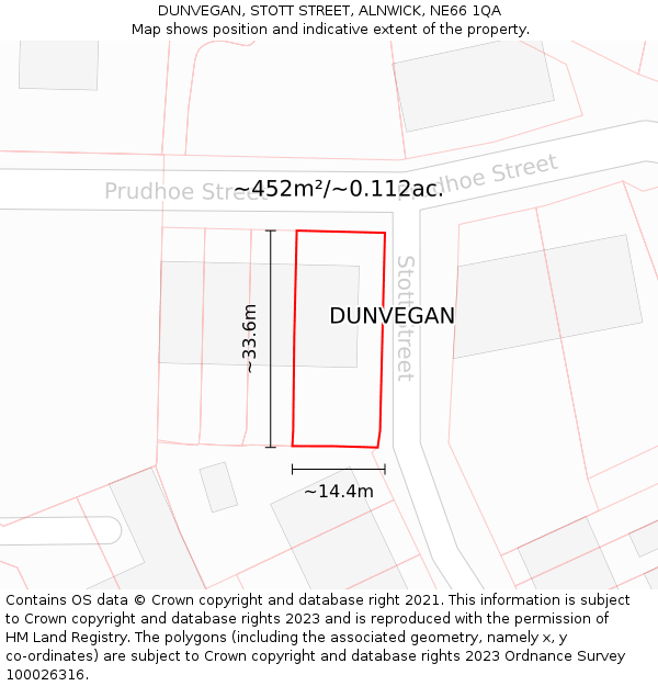 DUNVEGAN, STOTT STREET, ALNWICK, NE66 1QA: Plot and title map