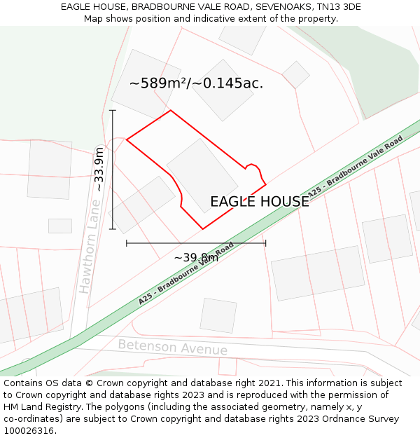 EAGLE HOUSE, BRADBOURNE VALE ROAD, SEVENOAKS, TN13 3DE: Plot and title map