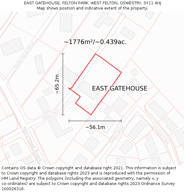 EAST GATEHOUSE, FELTON PARK, WEST FELTON, OSWESTRY, SY11 4HJ: Plot and title map