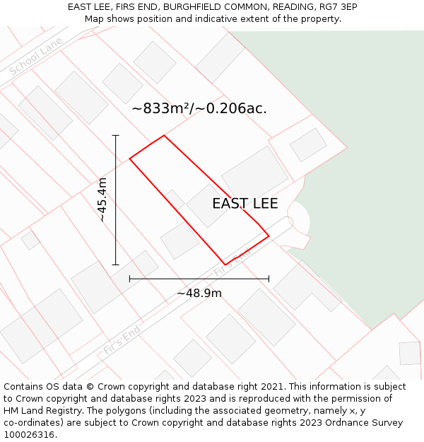 EAST LEE, FIRS END, BURGHFIELD COMMON, READING, RG7 3EP: Plot and title map