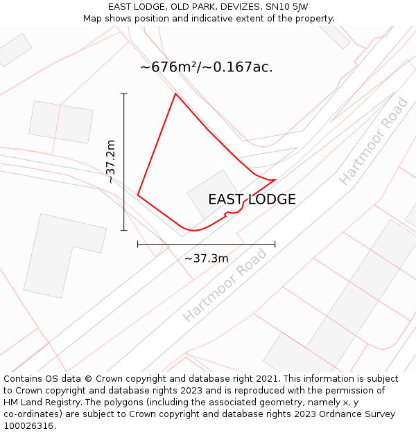 EAST LODGE, OLD PARK, DEVIZES, SN10 5JW: Plot and title map