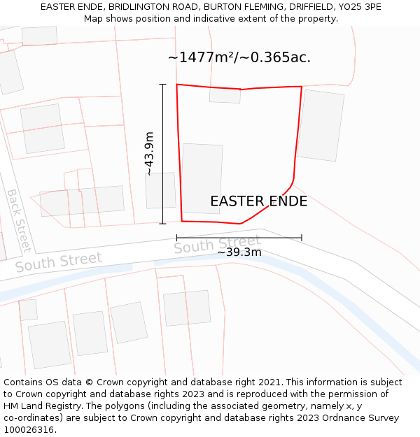 EASTER ENDE, BRIDLINGTON ROAD, BURTON FLEMING, DRIFFIELD, YO25 3PE: Plot and title map