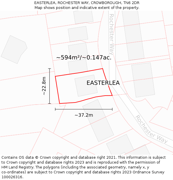 EASTERLEA, ROCHESTER WAY, CROWBOROUGH, TN6 2DR: Plot and title map