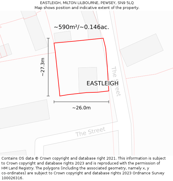 EASTLEIGH, MILTON LILBOURNE, PEWSEY, SN9 5LQ: Plot and title map