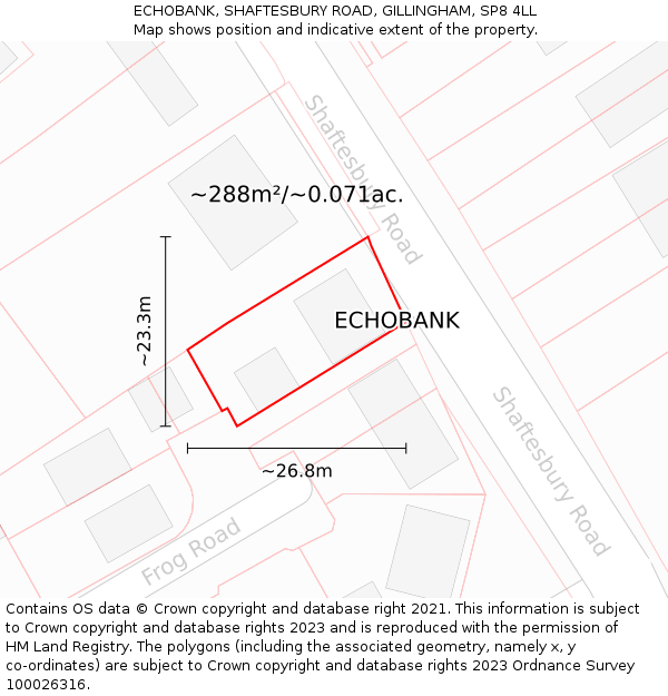 ECHOBANK, SHAFTESBURY ROAD, GILLINGHAM, SP8 4LL: Plot and title map