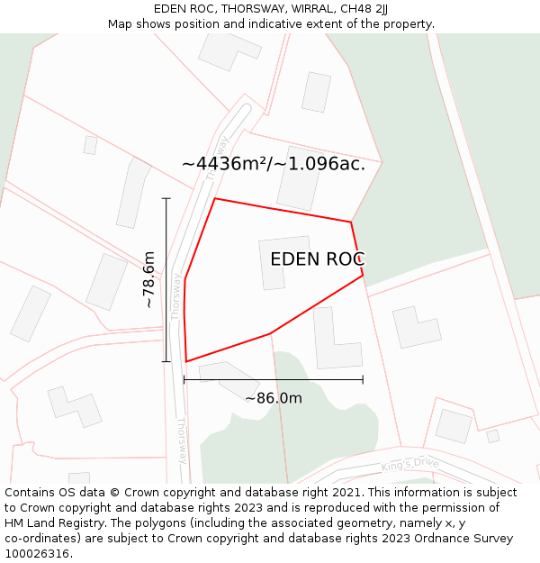 EDEN ROC, THORSWAY, WIRRAL, CH48 2JJ: Plot and title map