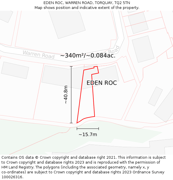 EDEN ROC, WARREN ROAD, TORQUAY, TQ2 5TN: Plot and title map