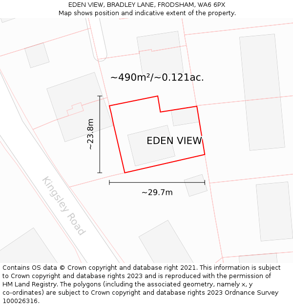 EDEN VIEW, BRADLEY LANE, FRODSHAM, WA6 6PX: Plot and title map