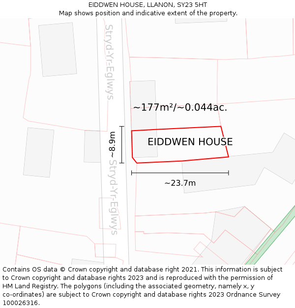 EIDDWEN HOUSE, LLANON, SY23 5HT: Plot and title map