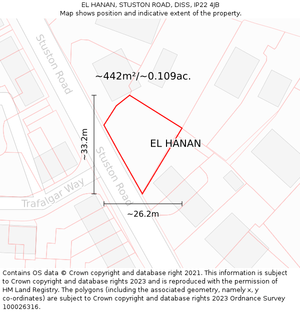 EL HANAN, STUSTON ROAD, DISS, IP22 4JB: Plot and title map