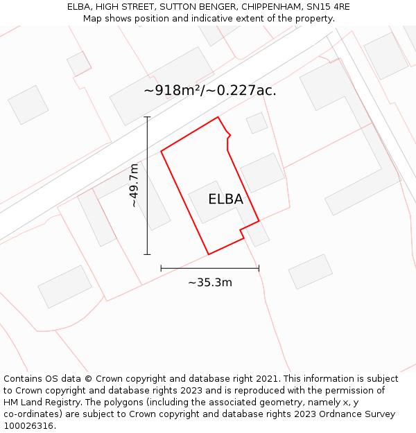 ELBA, HIGH STREET, SUTTON BENGER, CHIPPENHAM, SN15 4RE: Plot and title map