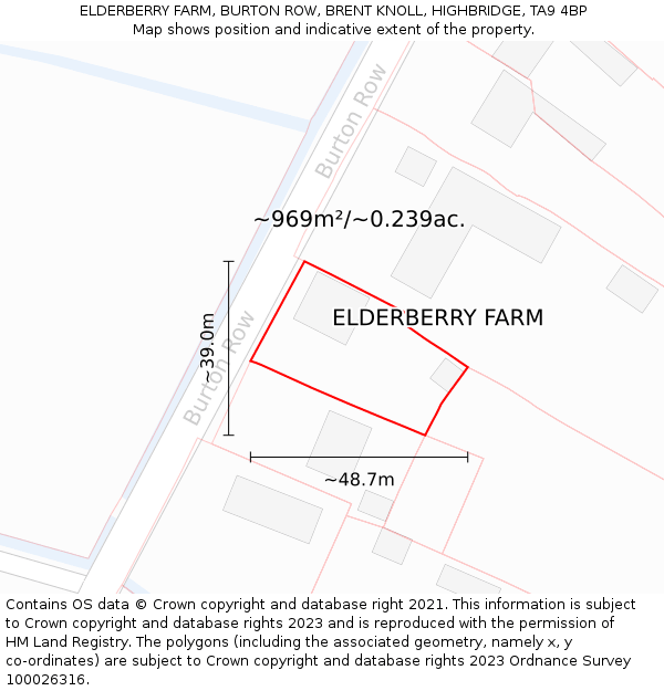 ELDERBERRY FARM, BURTON ROW, BRENT KNOLL, HIGHBRIDGE, TA9 4BP: Plot and title map